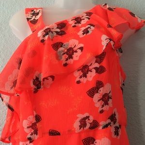 Express women ruffled one shoulder dress